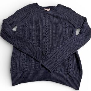 Magaschoni Cable Knit Pullover Sweater Crew Neck Bow Detail Wool Blend Sz M NWT